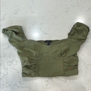 Forever 21 Women's Green Crop-top